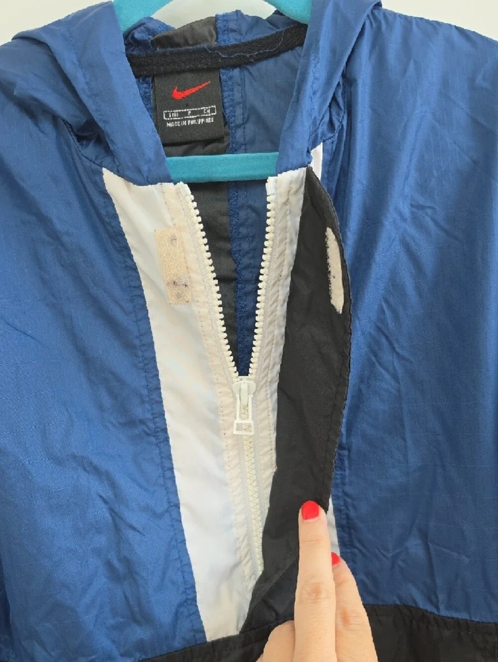 Nike Kids Blue and Black Hooded Raincoat Windbreaker